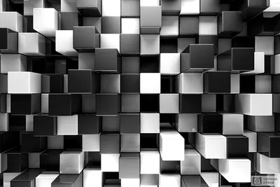 Фотообои \"Черно белые кубики 3D\" - Арт. 020612 | Купить в интернет-магазине  Уютная стена