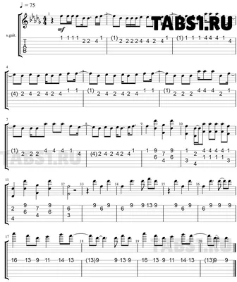 Song of the Princess Zabava for guitar. Guitar sheet music and tabs.