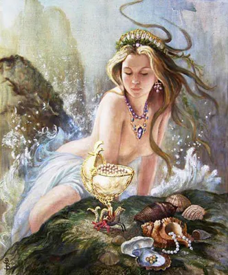 Иллюстрация Богиня любви и красоты Афродита в стиле компьютерная