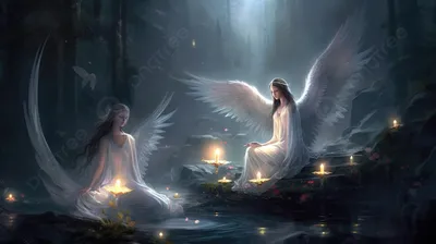 Красивые ангелы в полупрозрачных …» — создано в Шедевруме