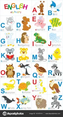 Английский алфавит с картинками животных