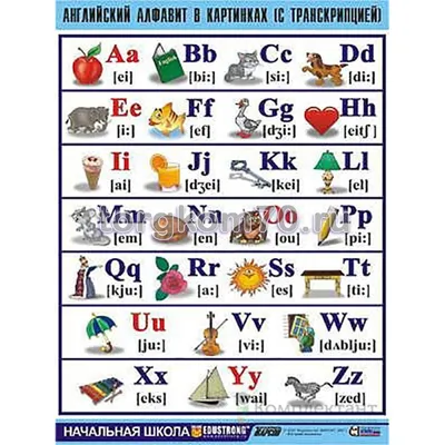 Таблица демонстрационная “Английский алфавит в картинках” (с транскрипцией)  (винил 70х100) – Комплексное оснащение образовательной среды