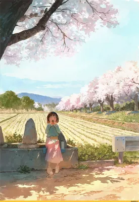 Вятские картины на холсте \"Аниме, весна, девочка, сакура\" на подрамнике /  декор для дома / интерьер / на стену | AliExpress
