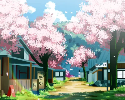 Скачать обои весна, аниме, сад, раздел арт в разрешении 1280x1024