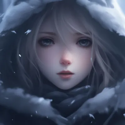 Девушка в стиле аниме зима» — создано в Шедевруме