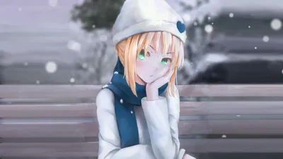 Милая девушка в зимнем лесу аниме арт | Премиум Фото