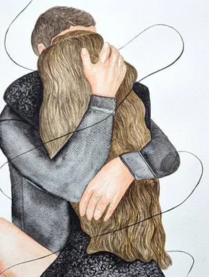 Hear my heart. Love. Hug. Love story. Drawing by Alina Makarova | Saatchi  Art