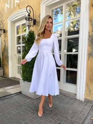 Белое струящееся свадебное платье купить в Москве