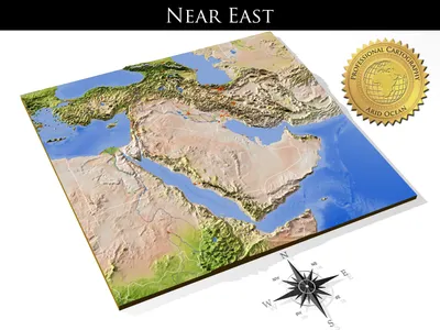 Ближний Восток. Атлас Северной Африки, Ближнего и Среднего Востока.  Географическая и политическая карта Израиля и Палестины