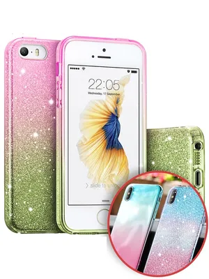 Чехол для iPhone 5 / 5S / SE накладка силиконовая прозрачная с блестками и  переходом цвета - купить с доставкой по выгодным ценам в интернет-магазине  OZON (338036610)