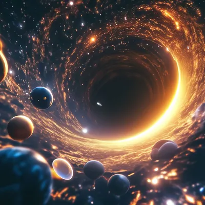 Чёрная дыра в космосе засасывает …» — создано в Шедевруме
