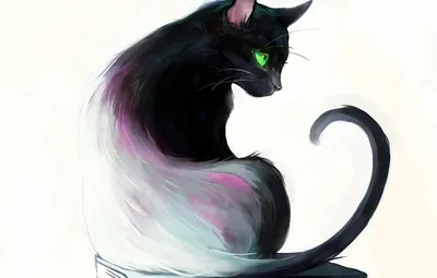 Черная кошка рисунок - 76 фото