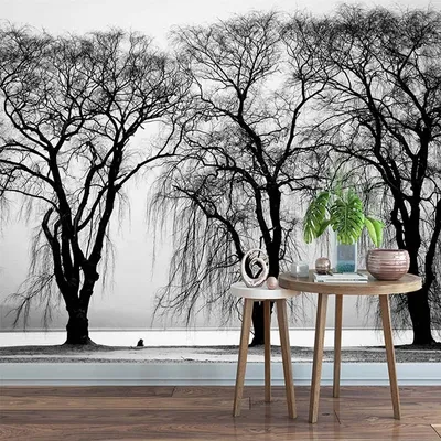 Пользовательские фото обои 3D Черно-белые деревья пейзаж роспись Гостиная  ТВ спальня обучение домашний декор Papel De Parede Sala 3 D | AliExpress