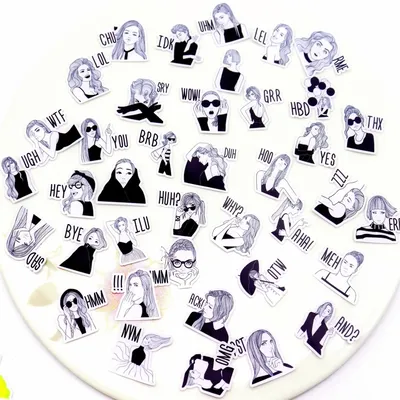 40 шт креативные милые самодельные черно-белые модные наклейки для  скрапбукинга для девочек/декоративные наклейки/самодельные фотоальбомы |  AliExpress