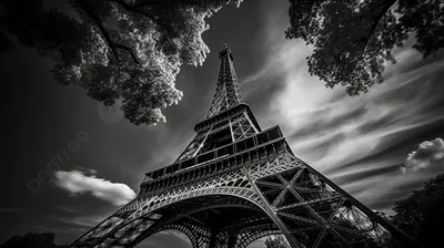 Эйфелева башня в Париже, Франции в черно-белых цветах Стоковое Фото -  изображение насчитывающей достопримечательностью, зодчества: 107799790