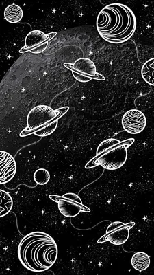 Космос черно белый рисунок - 79 фото