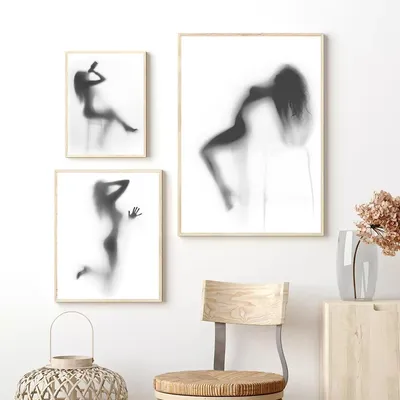 Черно-белые сексуальные мужчины женщины тень абстрактный холст поп-модные  постеры современные картины картины спальня гостиная ванная комната  украшение дома фреска – купить по низким ценам в интернет-магазине Joom