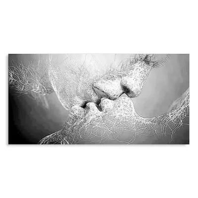 Картина по номерам Strateg ПРЕМИУМ Черно-белый поцелуй размером 40х50 см  (DY364) Strateg купить в Украине - artstreet.com.ua