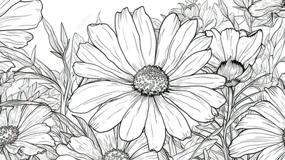 белые цветы иллюстрация, цветок черно-белый цветочный дизайн, цветок, белый,  лист, клипарт png | PNGWing