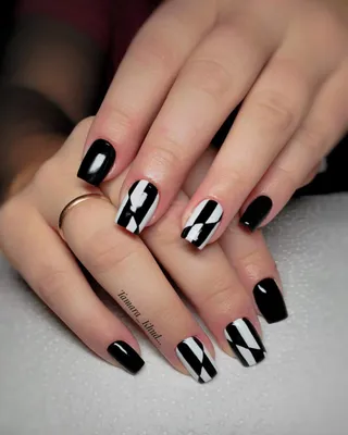 Дизайн ногтей чёрно белый вариант (54 фото)
