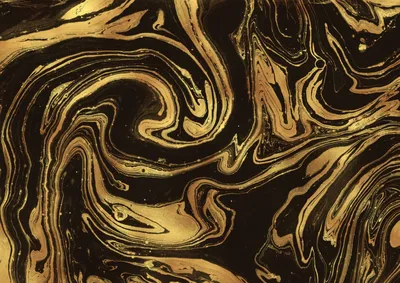 Купить фреску Флюид Арт «Черно-золотые узоры мрамора» | PINEGIN