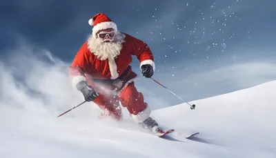 Новогодняя декорация Дед Мороз на лыжах 55 см
