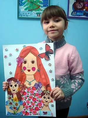 Аппликация маме к 8 Марта. | Детсадовские художественные проекты, Школьные  художественные проекты, Детские рисунки