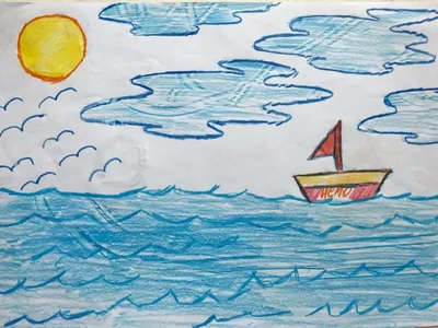 Детские рисунки моря карандашом - 46 фото