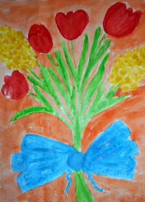 Занятие по рисованию гуашью к 8 Марта «Красивые цветы» (2 фото).  Воспитателям детских садов, школьным учителям и педагогам - Маам.ру