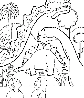 Раскраска милые динозавры - Бесплатнo Pаспечатать или Cкачать Oнлайн