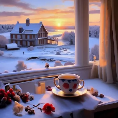 Доброе зимнее утро!!!» — создано в Шедевруме