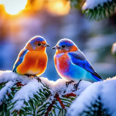 Доброе зимнее утро! Две красивые …» — создано в Шедевруме