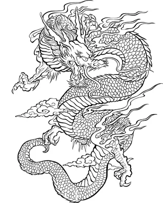 Китайский дракон - Драконы - Раскраски антистресс
