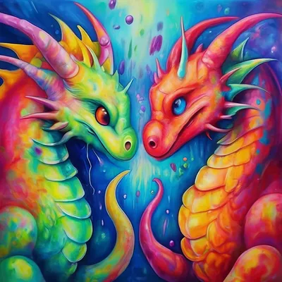 Новогодние чудо драконы смешные …» — создано в Шедевруме