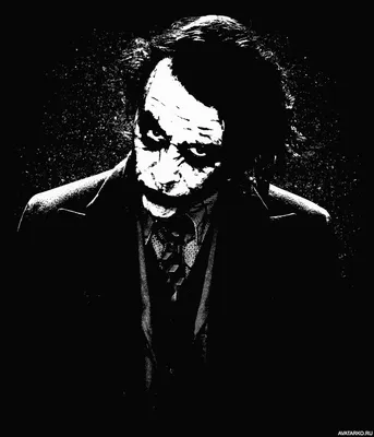 Чёрно-белый Джокер в темноте — Картинки для аватара