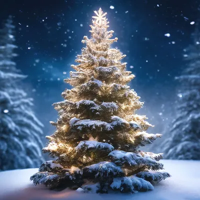 Вечнозеленая елка на фоне зимой снег Стоковое Изображение - изображение  насчитывающей самомоднейше, гирлянда: 203959897