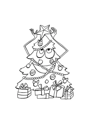 Раскраска новогодняя ёлка картинка А4 для детей | RaskraskA4.ru