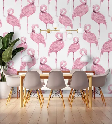 Фотообои Нарисованные фламинго - Fabriory