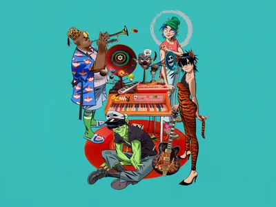 Обои Музыка Gorillaz, обои для рабочего стола, фотографии музыка, gorillaz,  капюшон, коса, 2d, смерть Обои для рабочего стола, скачать обои картинки  заставки на рабочий стол.