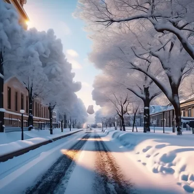 Город в снегу картинки фотографии