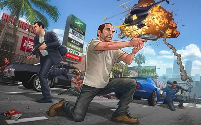 Обои, арты, постеры, плакаты GTA 5 (скачать обои гта 5 для рабочего стола в  HD для Андройд и iOS, wallpapers Grand Theft Auto V)