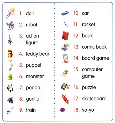 Название игрушек на английском языке. Словарь с картинками и PDF  карточками. MP3 формат. Longman Picture Dictionary (УРОК №24)