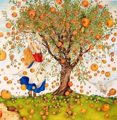 Рисование \"Яблоня с золотыми яблоками\" - Блог воспитателя детского сада