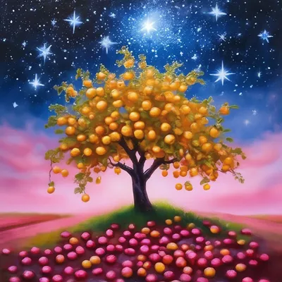 Золотая яблоня с золотистыми яблоками» — создано в Шедевруме