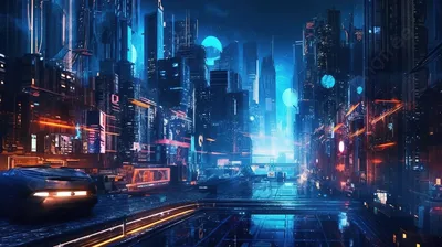 концептуальный 3d арт футуристический город киберпанк ночью с элементами  научной фантастики, научно фантастический фон, киберпанк фон, научная  фантастика фон картинки и Фото для бесплатной загрузки