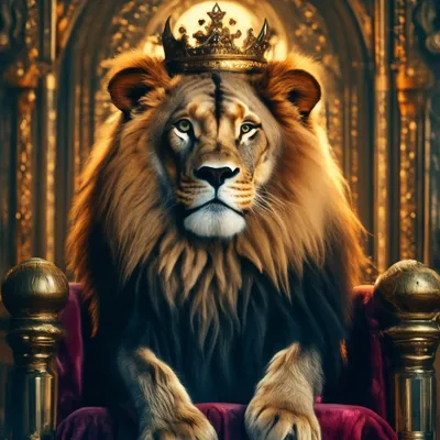 Гордый лев с короной на троне» — создано в Шедевруме