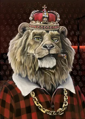 Купить Король Лев в короне Современная картина с изображением животных на  холсте, художественный постер и принт, настенная картина для украшения  гостиной | Joom