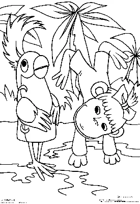 Раскраска Попугай и мартышка | Раскраски из мультфильма 38 Попугаев