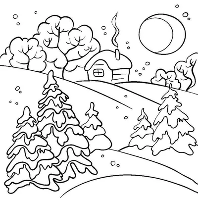 Распечатать Раскраска зима | Рождественские картины, Раскраски,  Рождественское художественное оформление