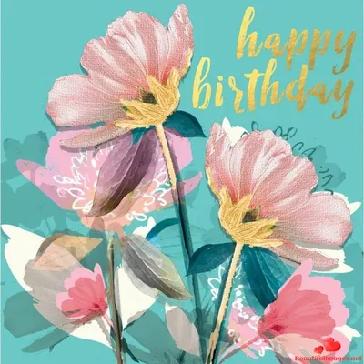 Интересная открытка с Днем рождения в серо-желтых цветах и готовыми  пожеланиями | Flyvi